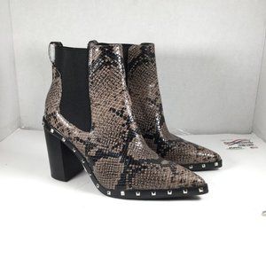 CHARLES by Charles David Duke Studded Chelsea Booties Dark Taupe Snake Print 5.5